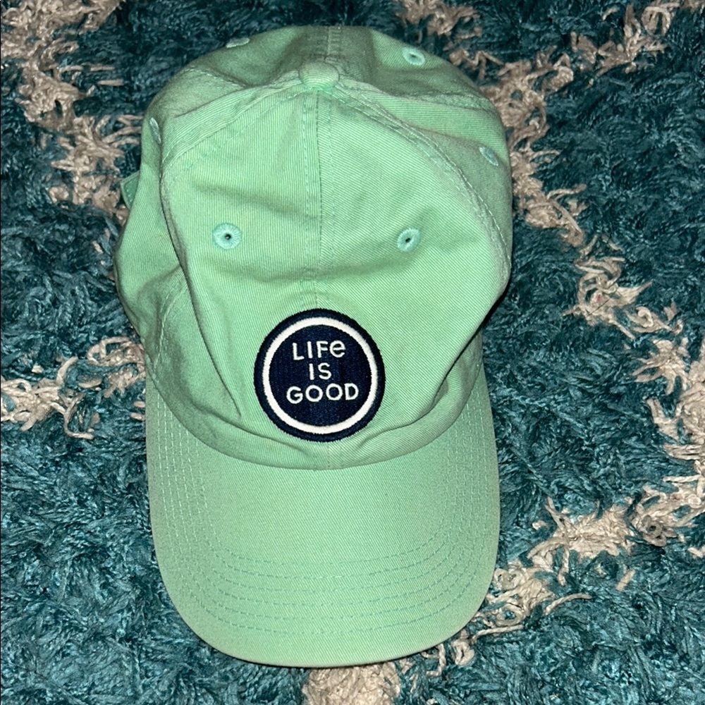 Life Is Good Green Baseball Hat with Adjustable Fit